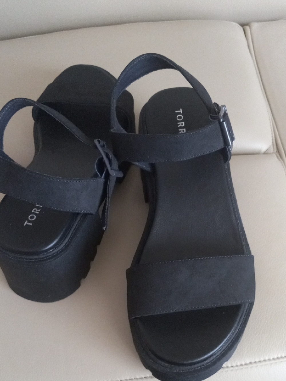 torrid Black Platform Chunky-Heel Sandals with Ankle Buckle - Picture 5 of 16